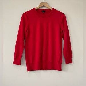 J. Crew merino wool red crew neck knit sweater large